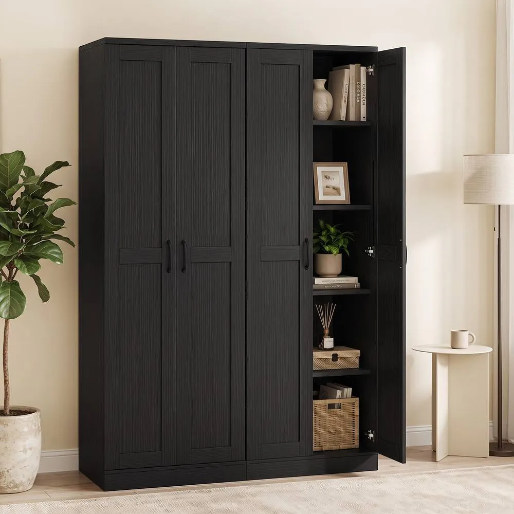 Costway Tall Storage Cabinet Utility Cupboard Organizer with Doors in Black 5
