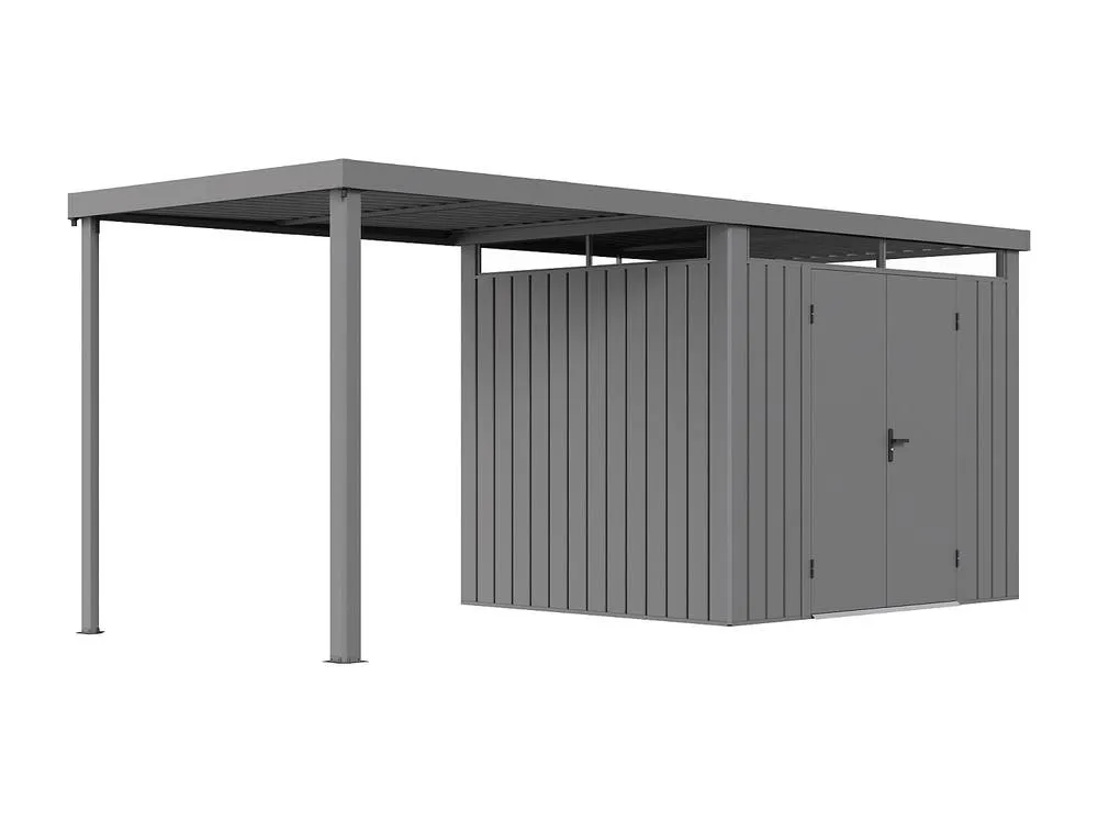 Vente-unique Galvanised Steel Metal Garden Shed 6.25 M² With Lean-To - Grey - 0.35 4