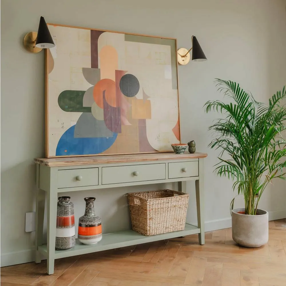 Statement Furniture Florence Large Console Table with 3 Drawers in Light Green 2