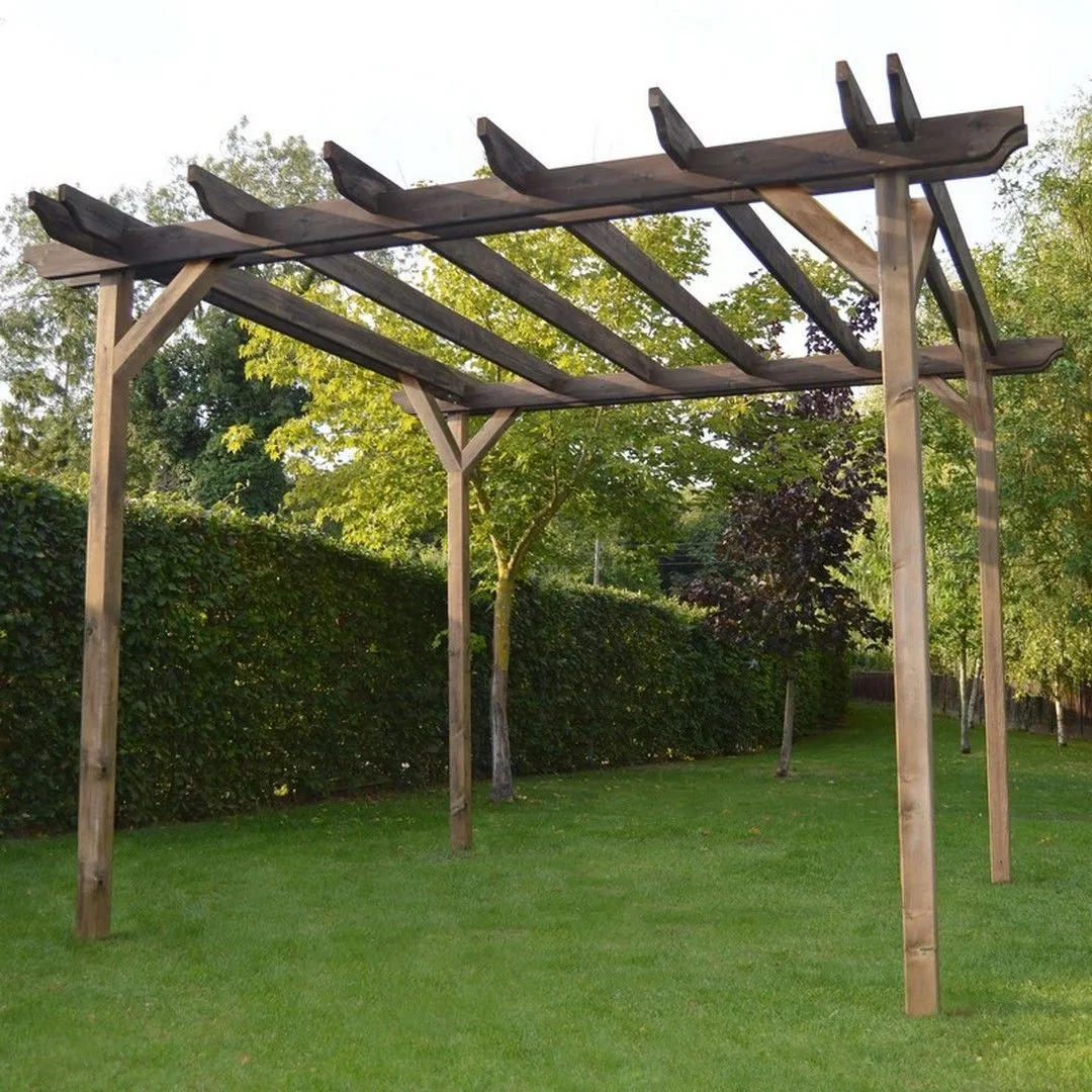 Rutland County Garden Furniture Ltd Double Garden Pergola - Wood - L180 x W480 x H270 cm - Light Green in Brown 2