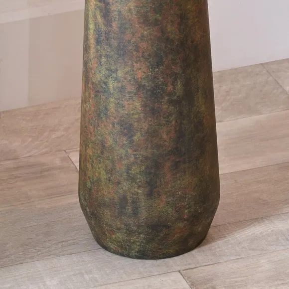 Pacific Lifestyle Arbor Verdi Gris Metal Conical Floor Lamp with Lino Self Lined Linen Cylinder Lampshade 2