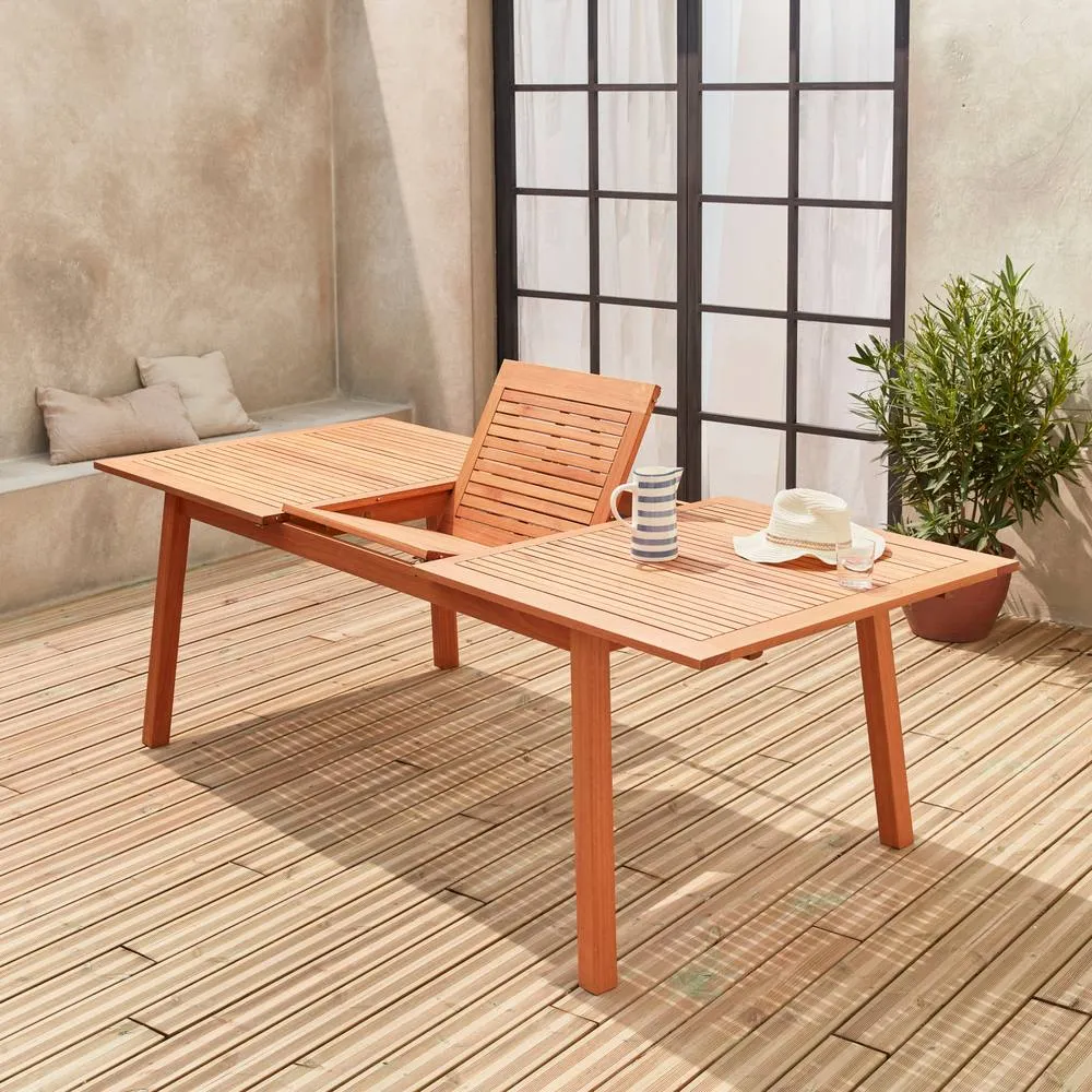 sweeek 8 To 10-seater Extendable Wooden Garden Table in Light Brown 6