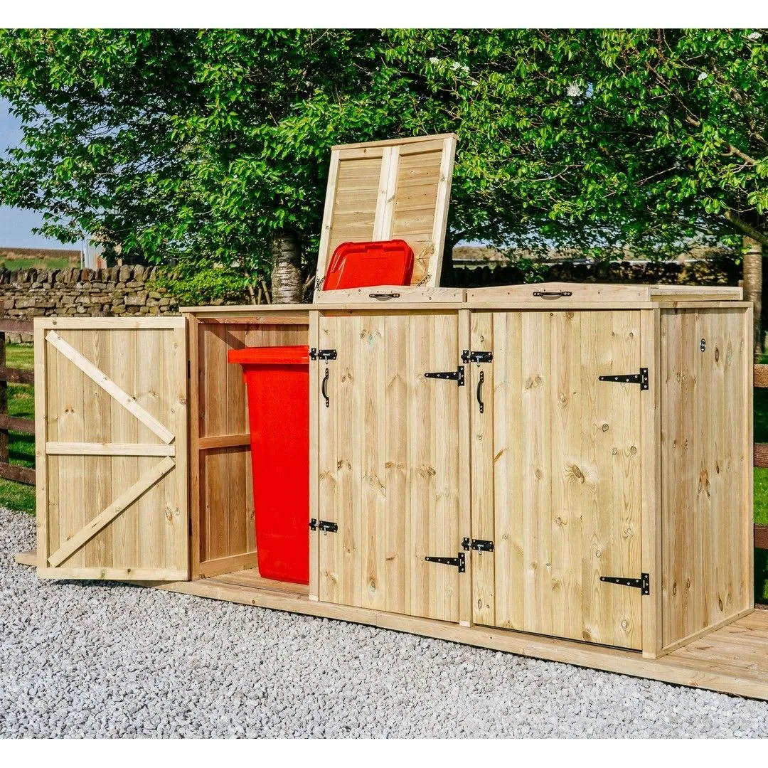 Buttercup Farm Chatburn Bin Store, Fits 1x 180L/240L Wheelie Bins & 4x Boxes in Brown 6
