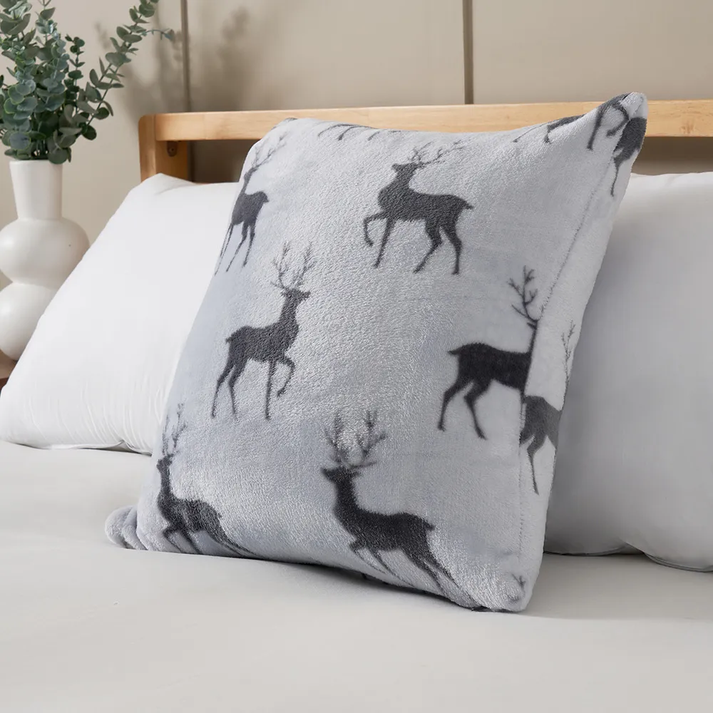 Christmas Stag Cushion, Grey