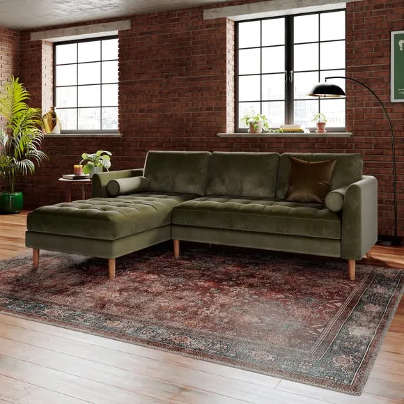 Max Velvet Corner Chaise Sofa