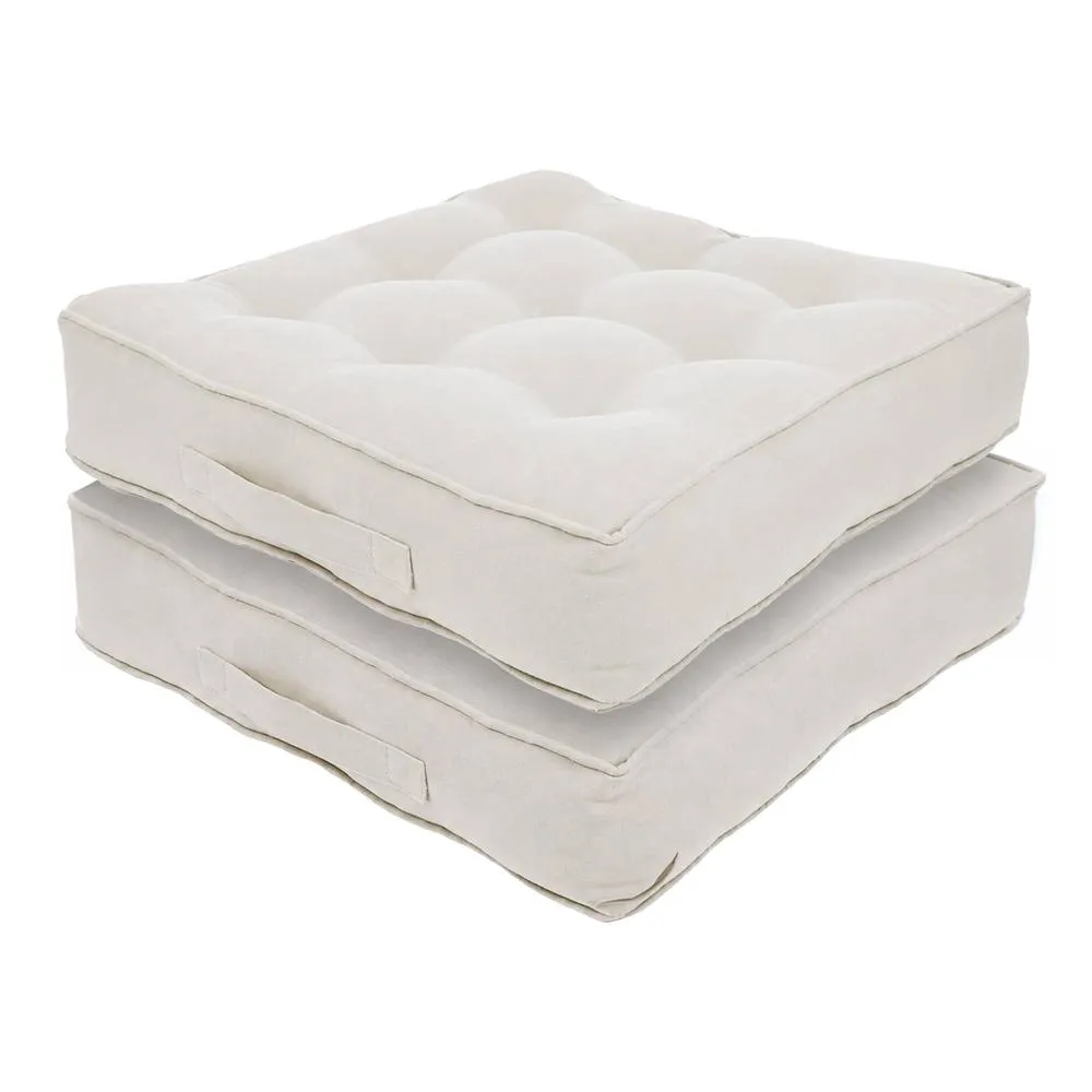Harbour Housewares Square Armchair Booster Cushions - 50 x 50cm - Pack of 2 in Cream
