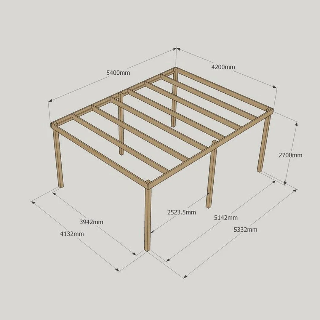 Rutland County Garden Furniture Ltd Garden Pergola 6 Posts - Wood - L420 x W540 x H270 cm - Rustic Brown in Light Green 5