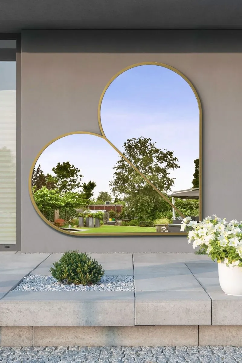 MirrorOutlet Gold Metal Framed Heart Shaped Wall Garden Mirror (180CM X 180CM) 5