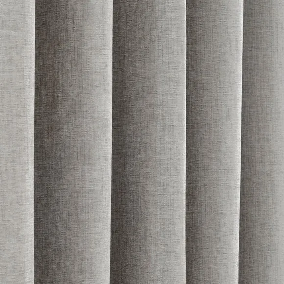 Chenille Silver Eyelet Curtains 3
