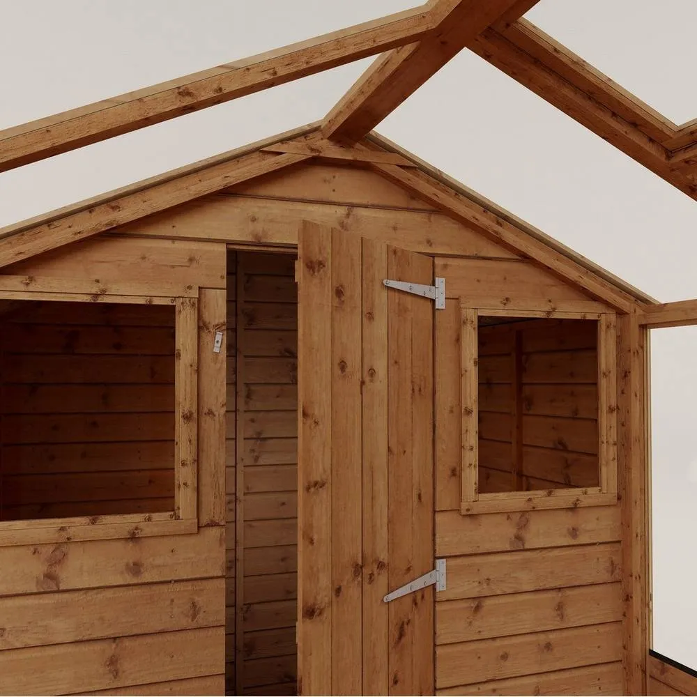 Mercia Traditional Apex Greenhouse/Shed Combo - L304.1 x W201 x H205.9 cm in Brown 3
