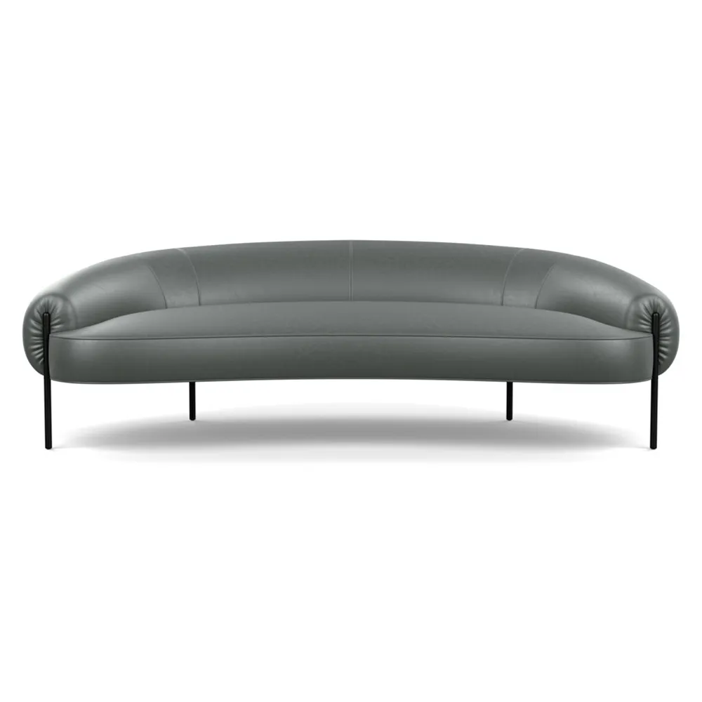 Heal's Isola 3 Seater Sofa Daino leather Steel Black Feet 1