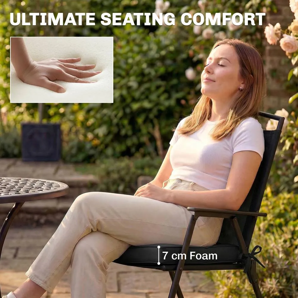 OUTSUNNY Outdoor Chair Seat Cushions Set of 2, Garden Chair Cushions in Black 4
