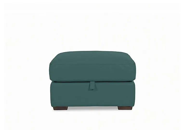 Recharge Leather Storage Footstool - BV Lake Green - Living Room Furniture - In Time for Christmas