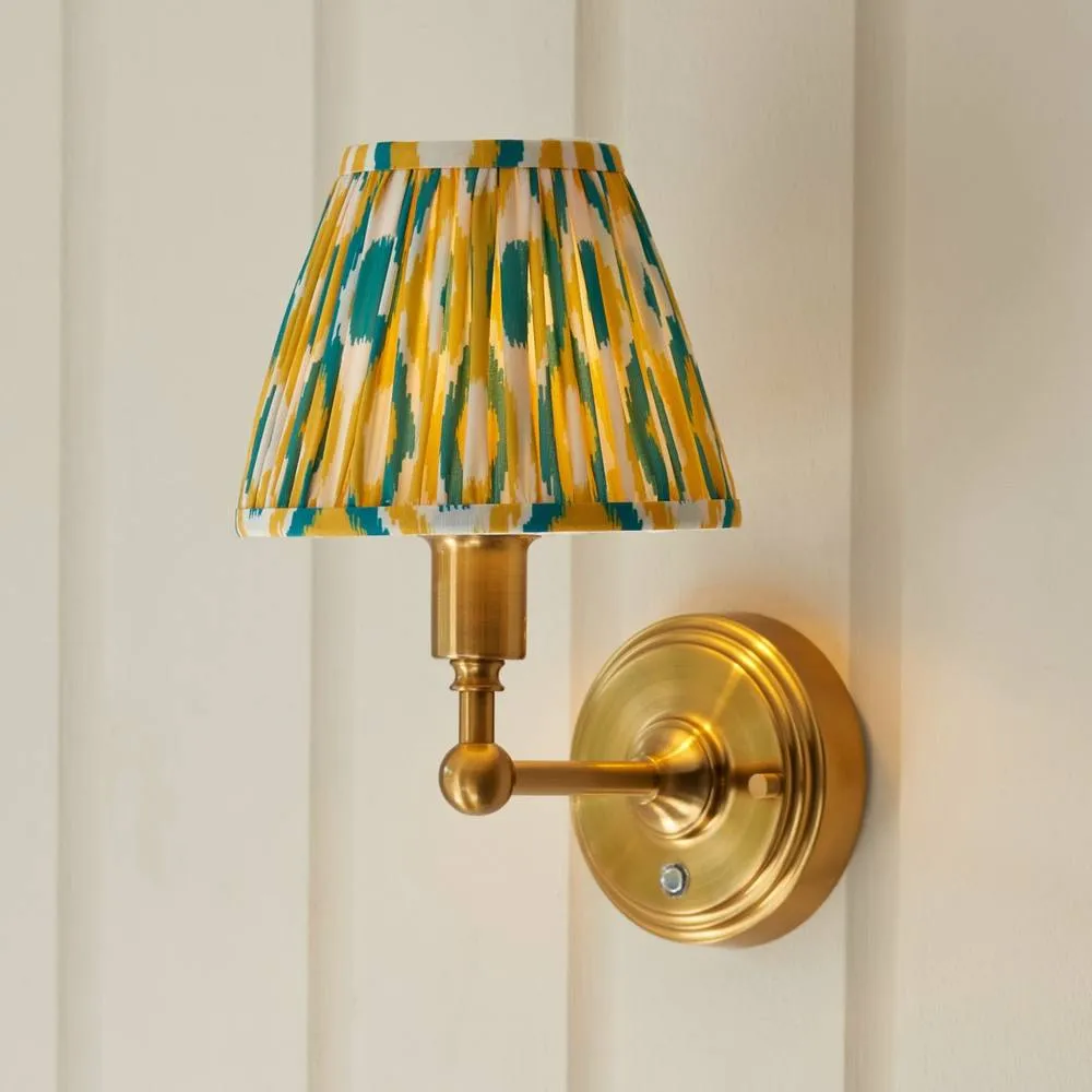 Netlighting Burley Rechargeable Yellow Wall Light Jade Fabric Ikat Shade 16cm 4