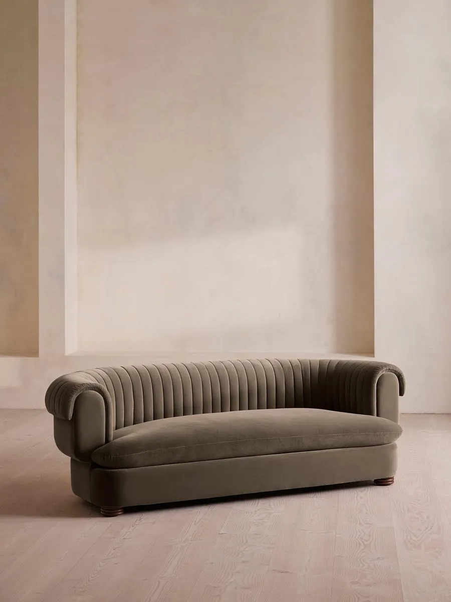 Rava Three Seater Sofa, Velvet, Taupe