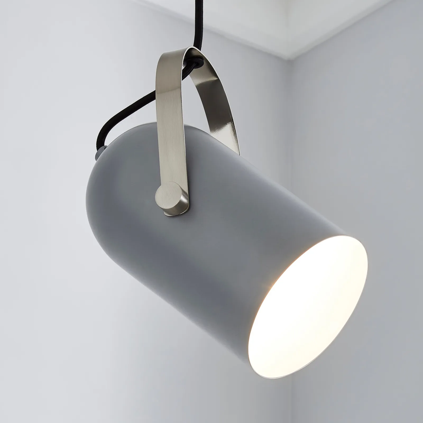 Cameron Camera Head Pendant Ceiling Fitting Grey
