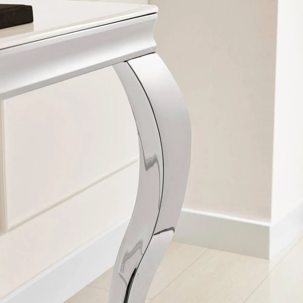 FurnitureboxUK Skye White Marble Glass & Metal Console Table 4