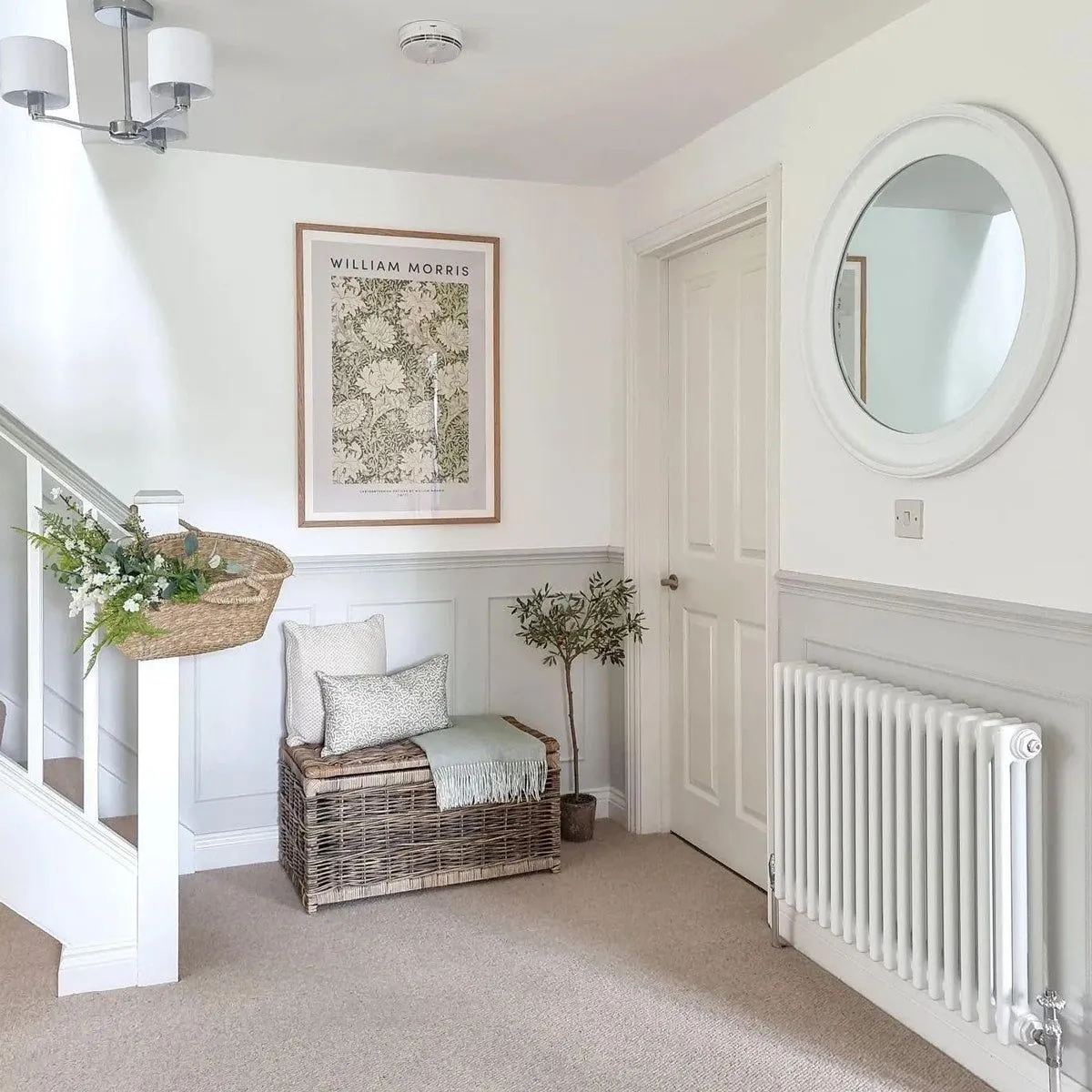 Melody Maison Large Round Vintage White Wall Mirror 80cm X 80cm 6