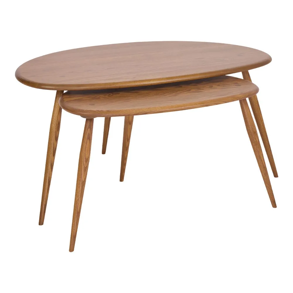Ercol Pebble Pair of Coffee Tables in Vintage Ash 2