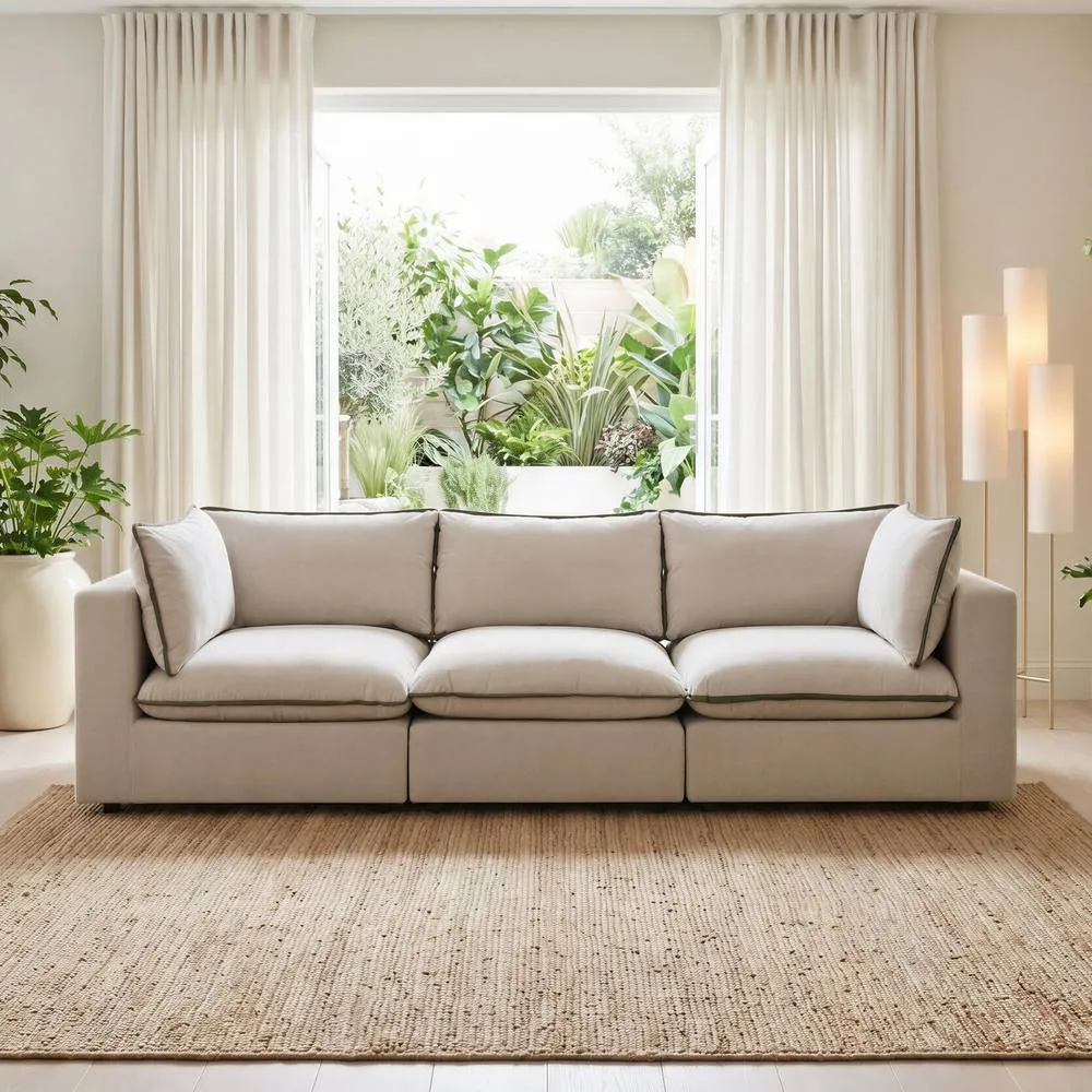 FurnitureboxUK Echo Linen-Look Fabric 3 Seater Modular Sofa 1