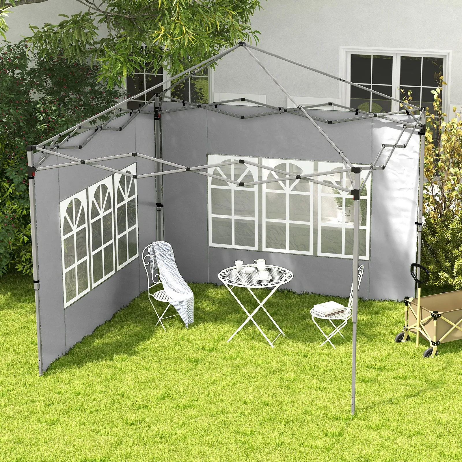 OUTSUNNY Gazebo Side Panels for 3x3(m) or 3x4m Pop Up Gazebo, 2 Pack in Grey