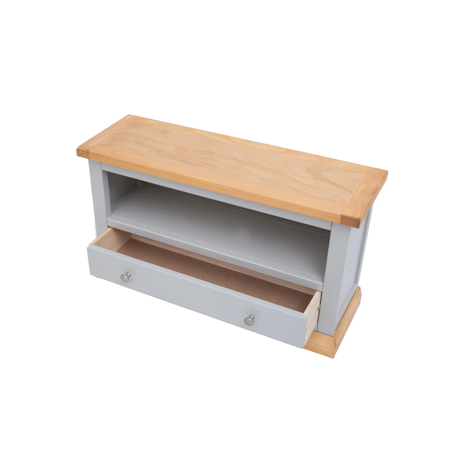 Cabinet Bits Bomporto Light Grey 1 Drawer TV Cabinet Chrome Knob 5