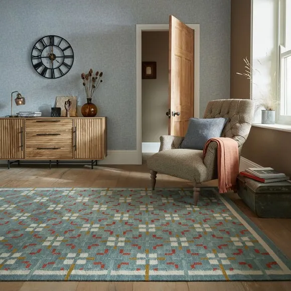 Awen Check Wool Blend Rug 1