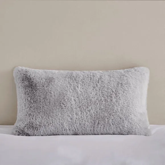 Dorma Purity Faux Fur Grey Boudoir Cushion 2