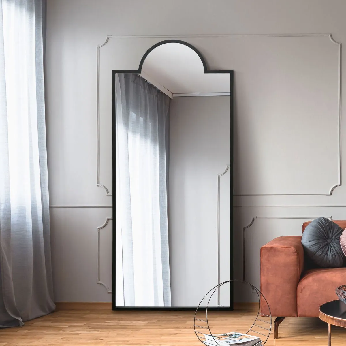 MirrorOutlet Black Contemporary Wall & Leaner Mirror 67" X 29" (170 x 75CM) 6