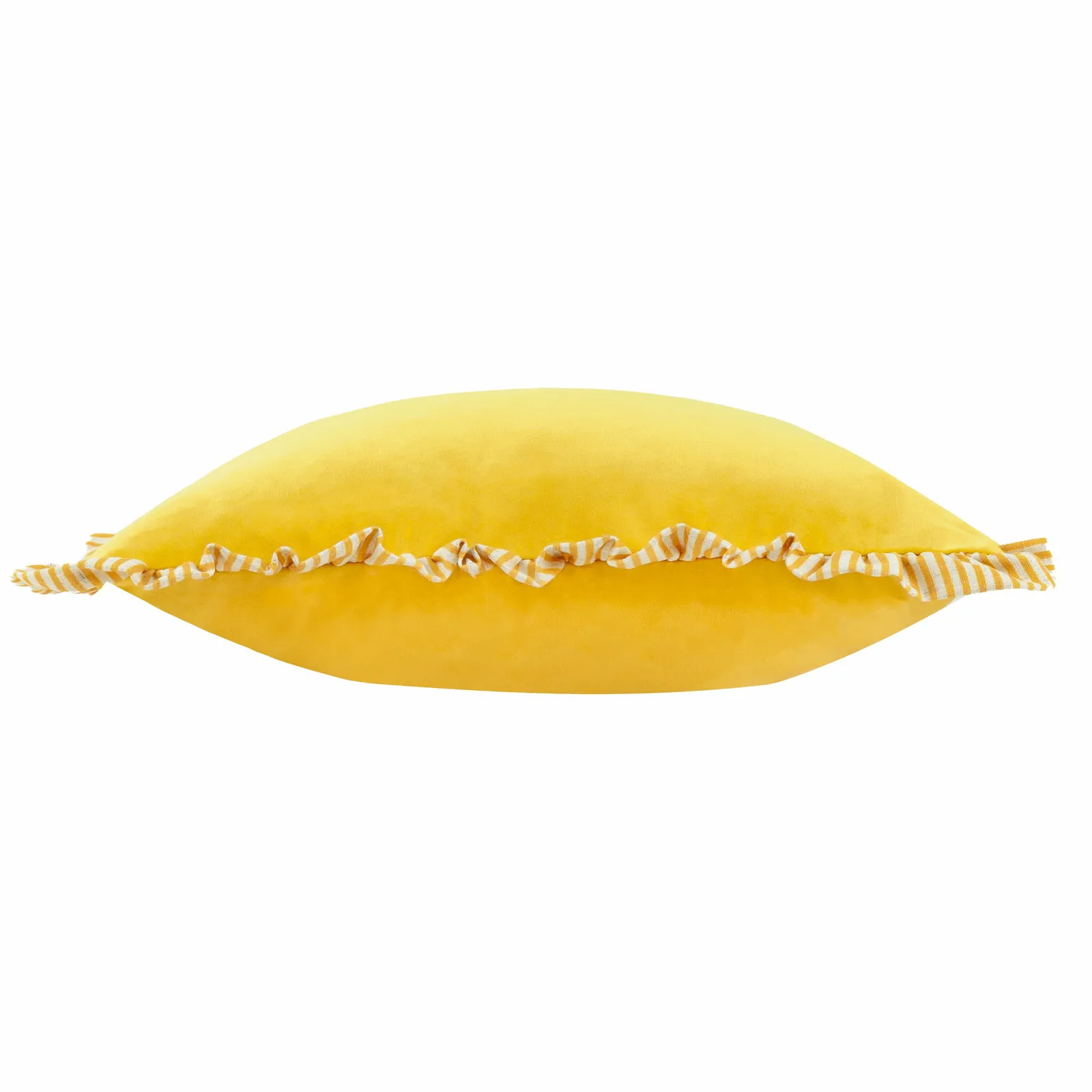 Wylder Solene Ruffle Matte Velvet Filled Cushion Yellow 45 X 45Cm, Yellow 3