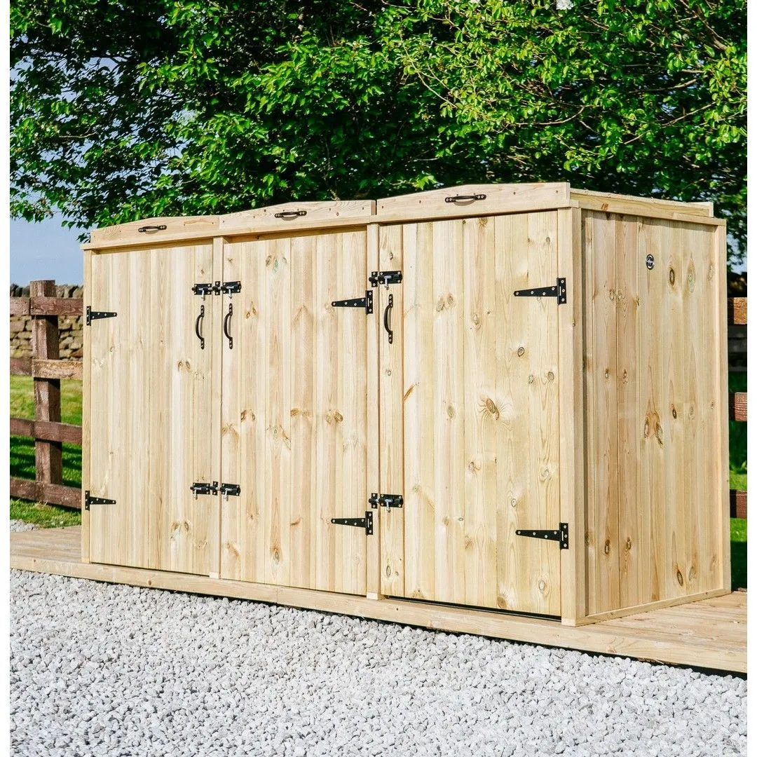 Buttercup Farm Chatburn Bin Store, Fits 1x 180L/240L Wheelie Bins & 4x Boxes in Brown 4