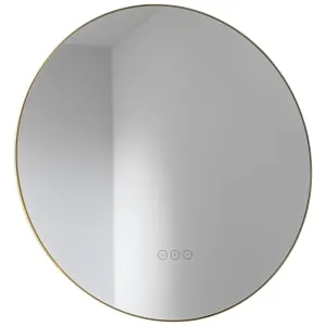 Abode Mayar Brushed Brass Round LED Bathroom Mirror - 600mm