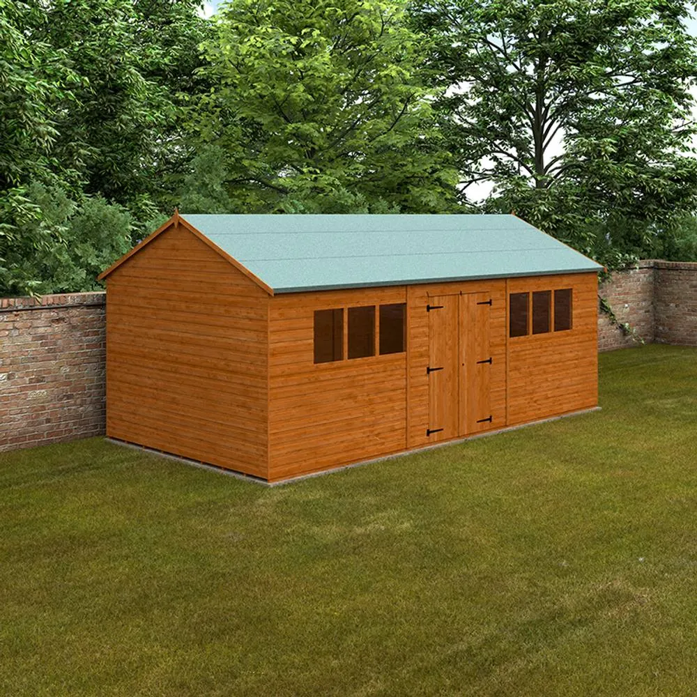 Buttercup Farm 20 x 10 Feet Workman Apex 12mm Shed - Solid Wood/Softwood/Pine in Burnt Orange 2