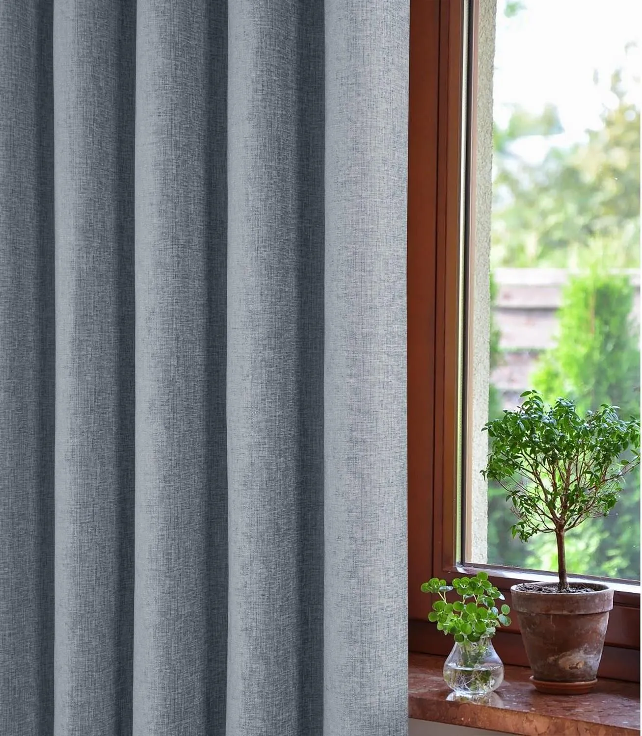 Sundour Amberley Chenille Eyelet Curtains in Grey 3