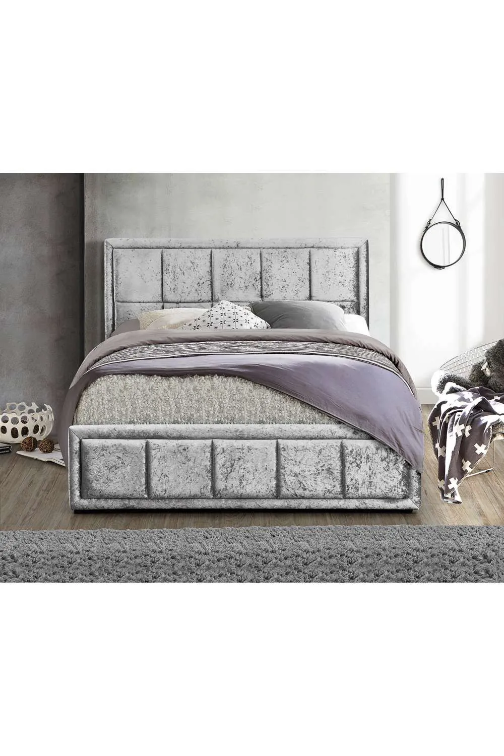 Birlea Fabric Ottoman Bed Frame Storage Hannover Gas Lift in Metallic Silver 3