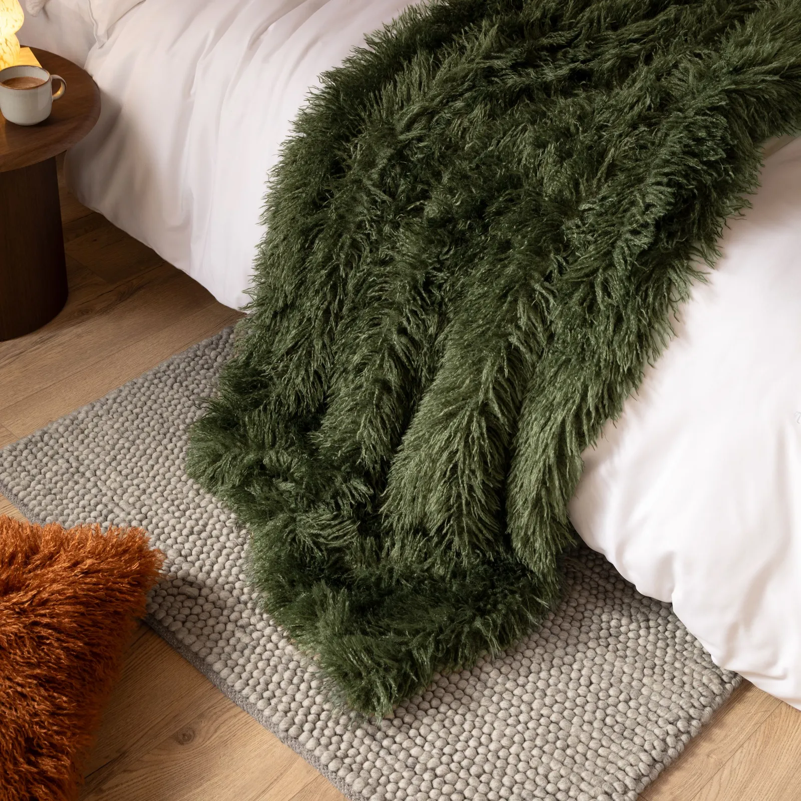 Furn Rowan Faux Fur Throw in Khaki