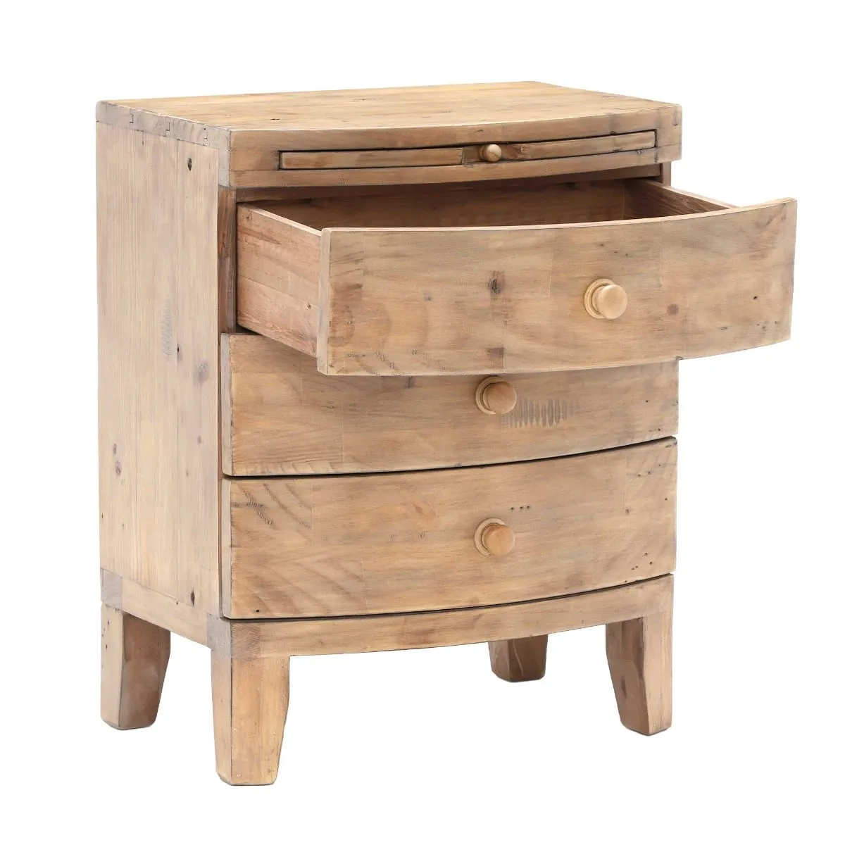 Lewes 3 Drawer Wide Bedside Table, Neutral Wood | Barker & Stonehouse 3