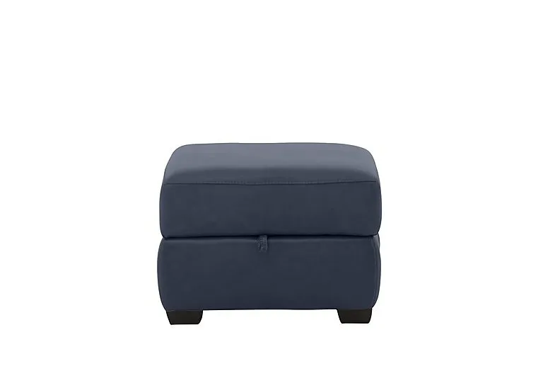 Hollywood NC Leather Storage Footstool - NC Ocean Blue