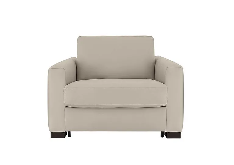 Alcova Leather Chair Sofa Bed with Box Arms - Botera Crema