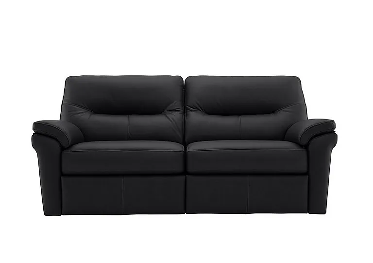 Seattle 3 Seater Leather Sofa - No Recliner - Cambridge Black