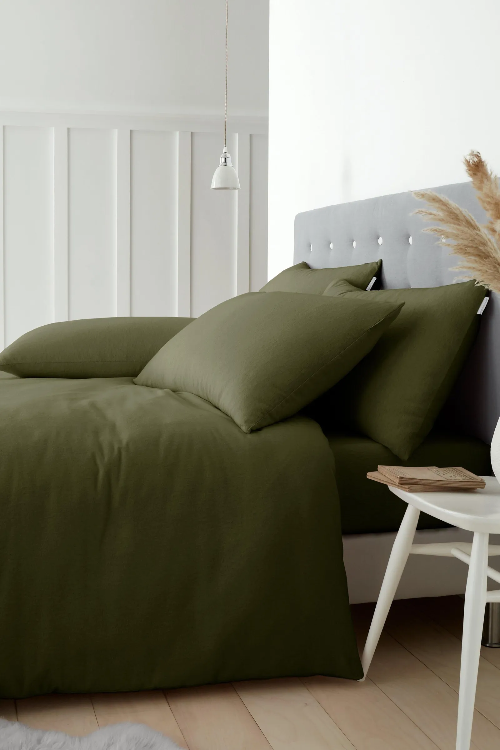Catherine Lansfield 'Brushed Cotton' Duvet Cover Set in Green 1