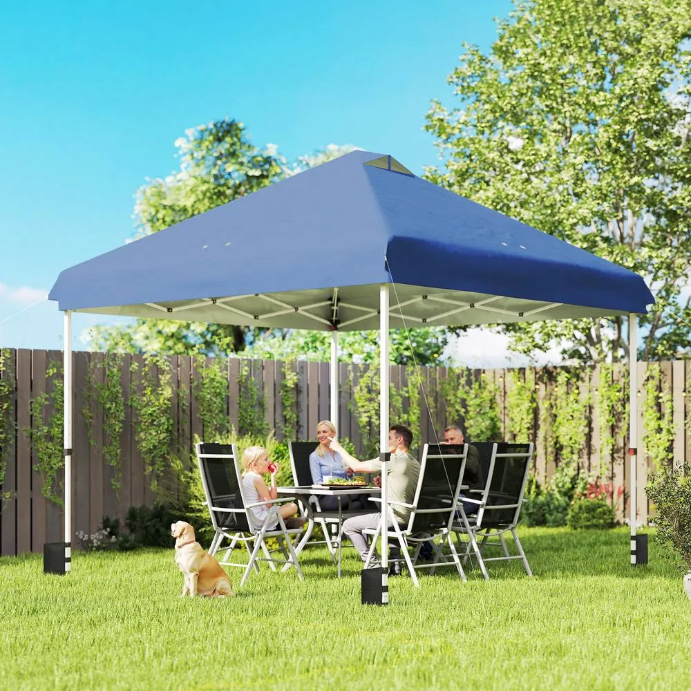 OUTSUNNY 3 x 3 m Pop Up Gazebo w/ Wheels, One-Touch Party Tent in Dark Blue