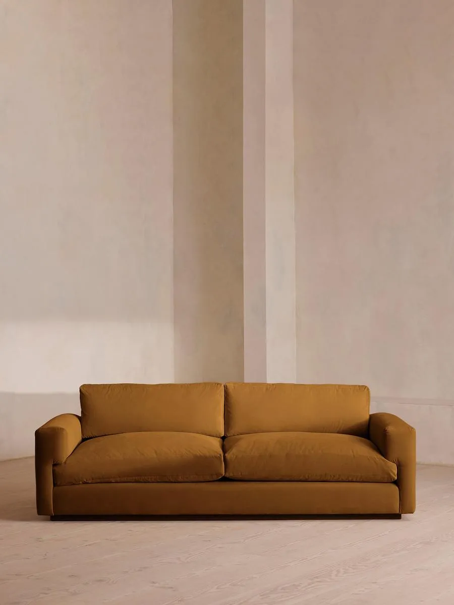 Mossley Three Seater Sofa, Velvet, Mustard