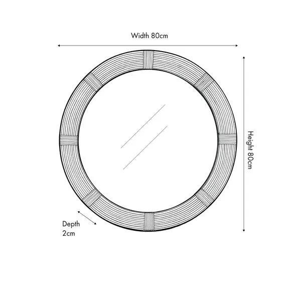 Natural Bent Bamboo Frame Round Wall Mirror 6