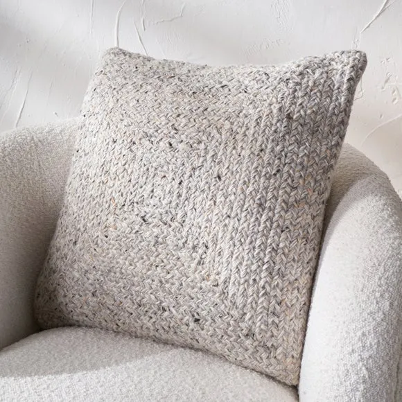 Set of 3 Warm Grey Tweed Square Scatter Cushions