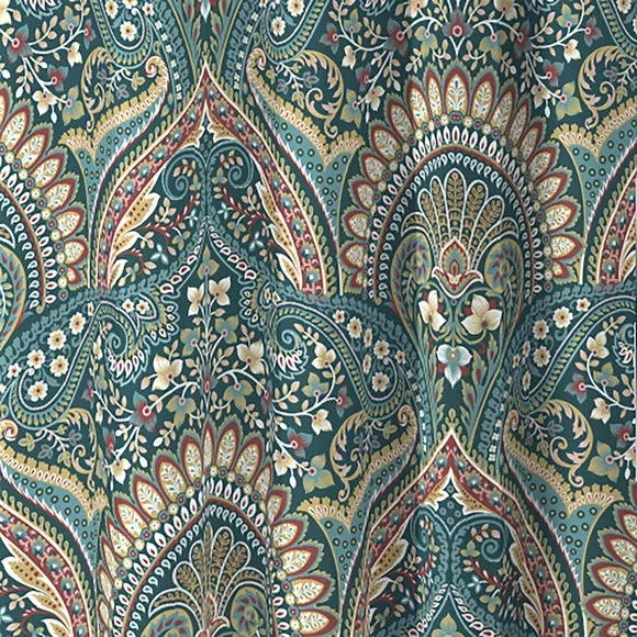 Palais Teal 168 x 183cm Pencil Pleat Curtains With Tie Backs 3