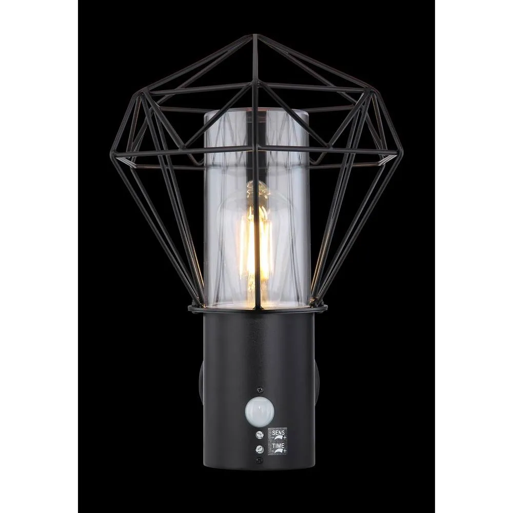 Netlighting Horace PIR Outdoor Wall Lamp Black IP44 1x E27 5