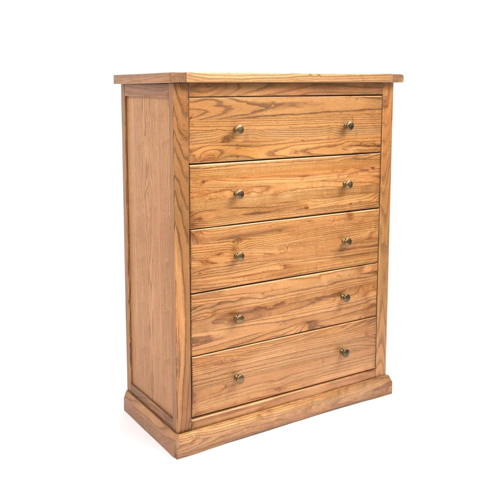 Cabinet Bits Salerno 5 Drawer Chest of Drawers Brass Knob in Natural 2