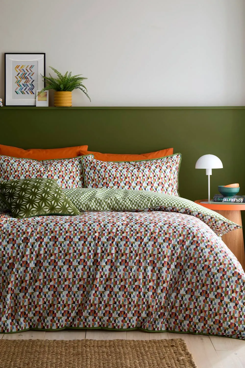 Appletree 'Star Geo' Velvet Filled Cushion in Green 5