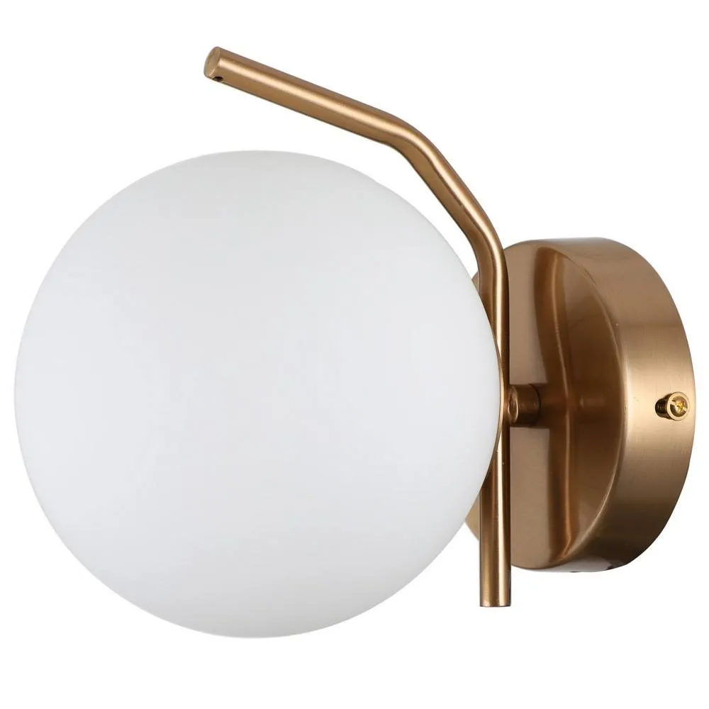 Netlighting Modern Wall Lamp Honey Brass 1 Light with White Shade G9 in Gold